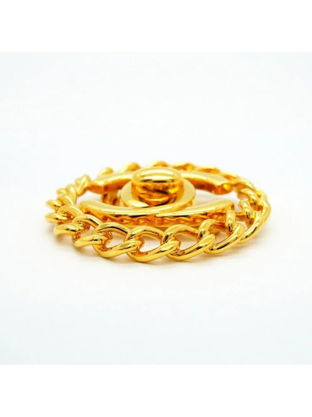 Chanel Brooch Vintage CC Logo Turnlock Gold Plated